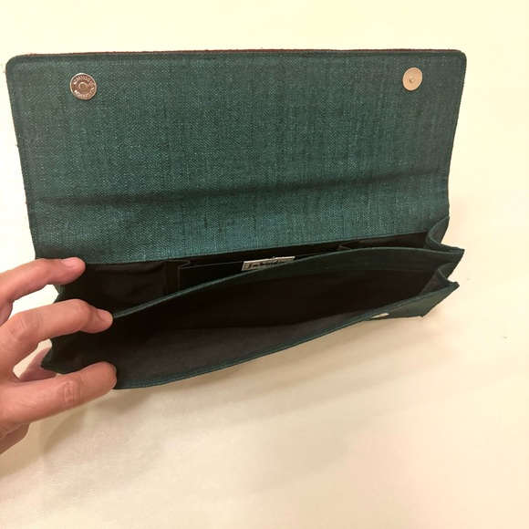 FabIndia Blue Green Embroidered Clutch Purse B#27 - Picture 7 of 10